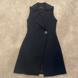 Zara One Button Sleeveless Blazer Vest Dress Size XS Navy